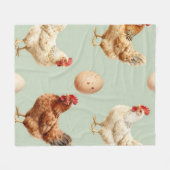 Realistic Chickens Farm Fresh Eggs Pattern Fleece Deken (Voorkant (Horizontaal))