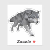 Realistic Grey Wolf 3D Digital Art Die-Cut Sticker (Feuille)