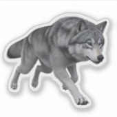 Realistic Grey Wolf 3D Digital Art Die-Cut Sticker (Devant)
