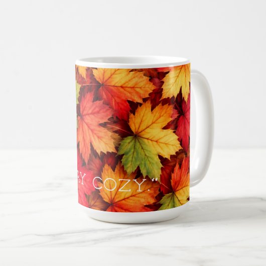 Realistic Maple Leaf Personalized Quote Autumn Mug (Devant droit)