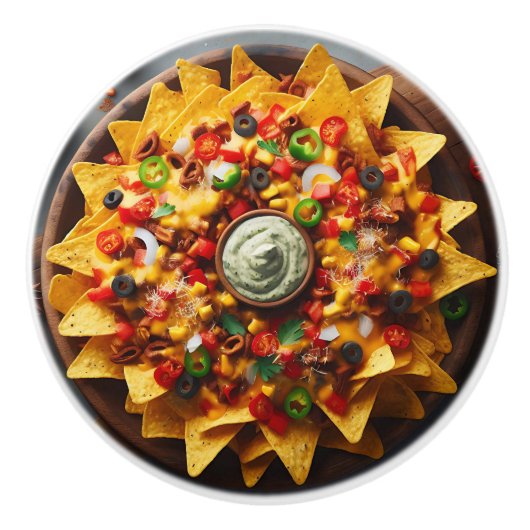 Realistic Plate of Nachos Funny Keramische Knop (Voorkant)