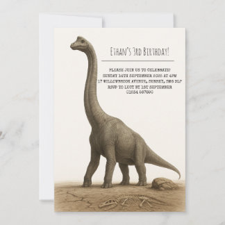 Realistic Sauropod Dinosaur with Fossils Birthday Kaart