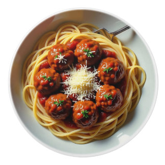 Realistic Spaghetti and Meatballs Food Kitchen Keramische Knop
