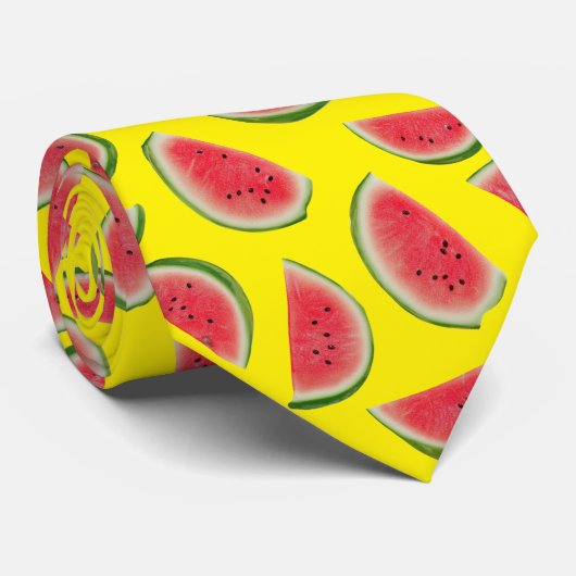 Realistic Watermelon Slice Pattern Design Stropdas (Opgerold)
