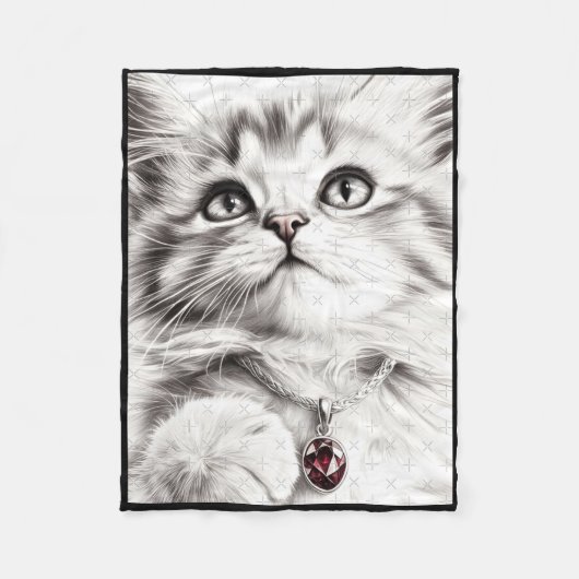 Realistiese kat potlood tekening sticker1 fleece deken (Voorkant)