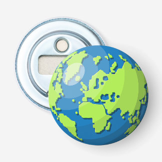 Realistisch 3D-bolontwerp Aarde Planeet Kunst Button Flesopener