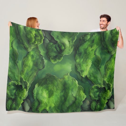 Realistisch & Abstract Green Moss natuurlijk ontwe Fleece Deken (In situ)