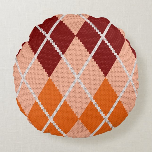 Realistisch Argyle Cloth Rond Kussen (Voorkant)