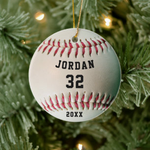 Realistisch Baseball-fotonummer Keramisch Ornament