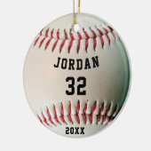 Realistisch Baseball-fotonummer Keramisch Ornament (Links)