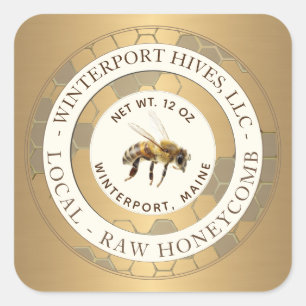 Realistisch Bee Gold Honingraat Imker Label