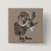 Realistisch Big Horn Sheep Vierkante Button 5,1 Cm (Voorkant)