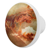 Realistisch Brown Faux Marble Stone Pattern 2 Keramische Knop (Rechts)