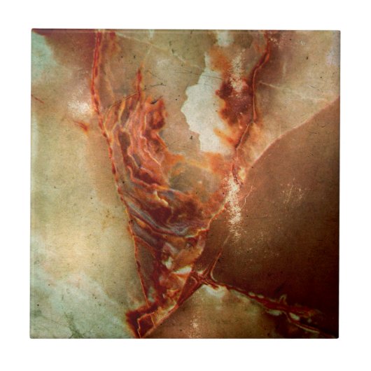 Realistisch Brown Faux Marble Stone Pattern 2 Tegeltje (Voorkant)