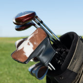Realistisch bruin en wit koeienhuid textuur monogr golfheadcover (Insitu)