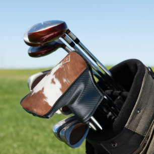 Realistisch bruin en wit koeienhuid textuur monogr golfheadcover