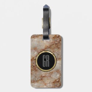 Realistisch bruin faux Marble Stone Pattern Bagagelabel
