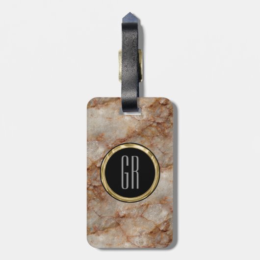 Realistisch bruin faux Marble Stone Pattern Bagagelabel (Achterkant verticaal)