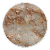 Realistisch bruin faux Marble Stone Pattern Keramische Knop (Voorkant)