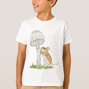 Realistisch een grappige veldmuis en paddenstoel t-shirt