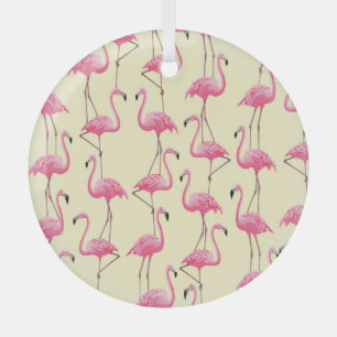 Realistisch Flamingo Vogel Verticaal Patroon Glas Ornament