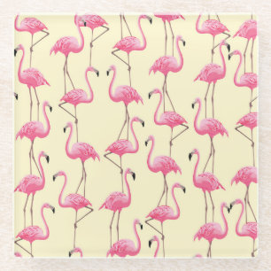 Realistisch Flamingo Vogel Verticaal Patroon Glazen Onderzetter