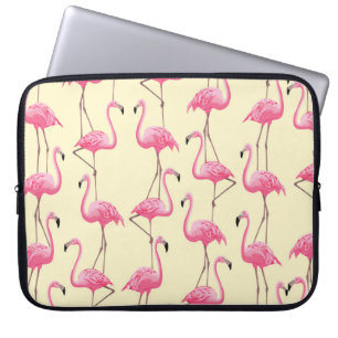 Realistisch Flamingo Vogel Verticaal Patroon Laptop Sleeve
