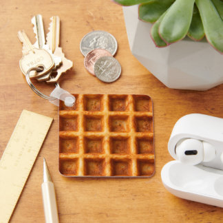 Realistisch Gebruind Vierkant Wafelmotief Sleutelhanger