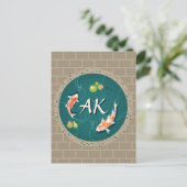 Realistisch-groene Japanse Koi Fish Pond Briefkaart (Staand voorkant)