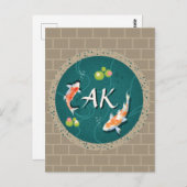 Realistisch-groene Japanse Koi Fish Pond Briefkaart (Voorkant / Achterkant)