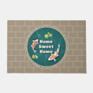 Realistisch-groene Japanse Koi Fish Pond Deurmat