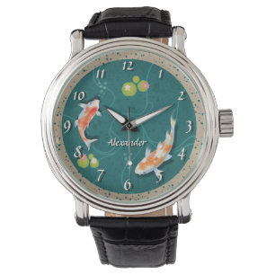 Realistisch-groene Japanse Koi Fish Pond Horloge