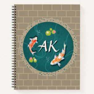 Realistisch-groene Japanse Koi Fish Pond Notitieboek