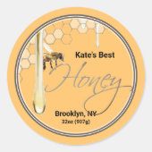 Realistisch honingraat honingraat honingdrup ronde sticker (Voorkant)