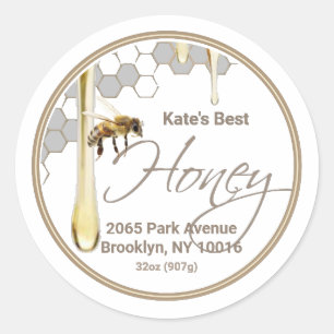 Realistisch honingraat honingraat honingdruppelwit ronde sticker