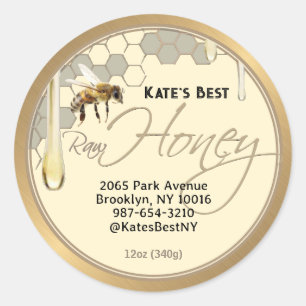 Realistisch honingraat honingraatdruppeletiket ivo ronde sticker