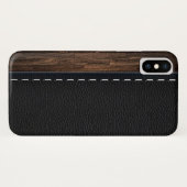 Realistisch hout en gelakte lederen textuur Case-Mate iPhone case (Achterkant (horizontaal))