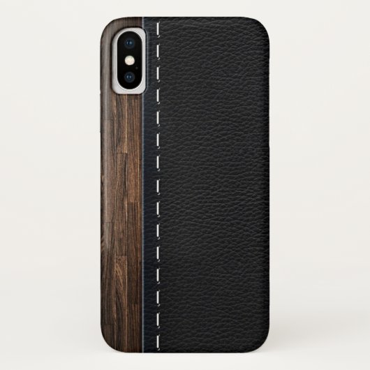 Realistisch hout en gelakte lederen textuur Case-Mate iPhone case (Achterkant)