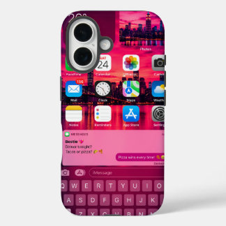 Realistisch iPhone-homescreen New York-zonsonderga iPhone 16 Hoesje