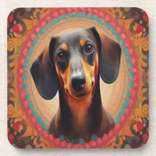 Realistisch kleurrijk Border Schattige Dachshund H Bier Onderzetter