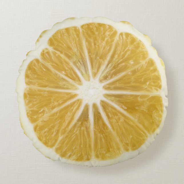 Realistisch Lemon Slice Round Accent-Sierkussen Rond Kussen (Voorkant)