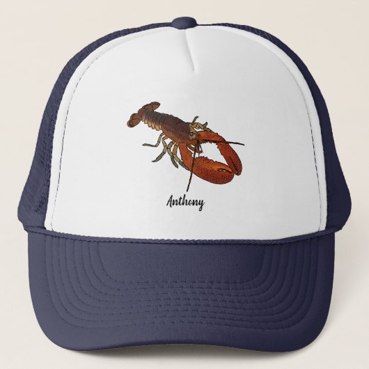 Realistisch Lobster grafische aangepaste tekst Trucker Pet (Voorkant)