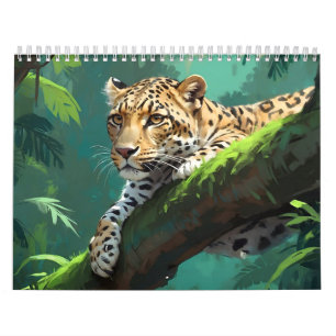 Realistisch luipaard in Oerwoud Animal Art Kalender