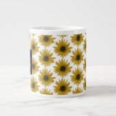 Realistisch monogram zonnebloem 3D-patroonmonogram Extra Grote Beker (Voorkant)