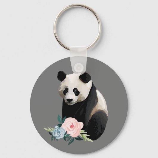 Realistisch Panda met Rozen Sleutelhanger (Voorkant)