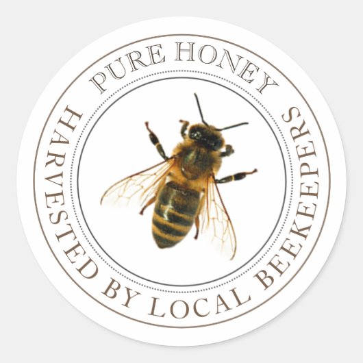 Realistisch plaatselijk honingetiket voor bijen ronde sticker (Voorkant)
