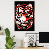 Realistisch Rode Tijger - Poster van Tiger (Thuiskantoor)