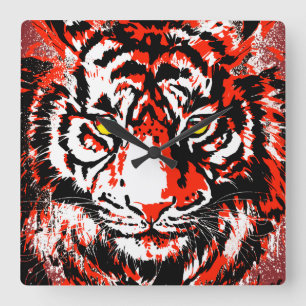Realistisch Rode Tijger — Rode tijgerklok Vierkante Klok
