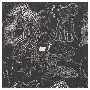 Realistisch Safari Africa's Animal Rustic Fabric Stof