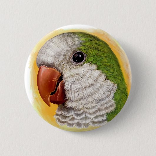 Realistisch schilderij van Quaker Parrot Ronde Button 5,7 Cm (Voorkant)